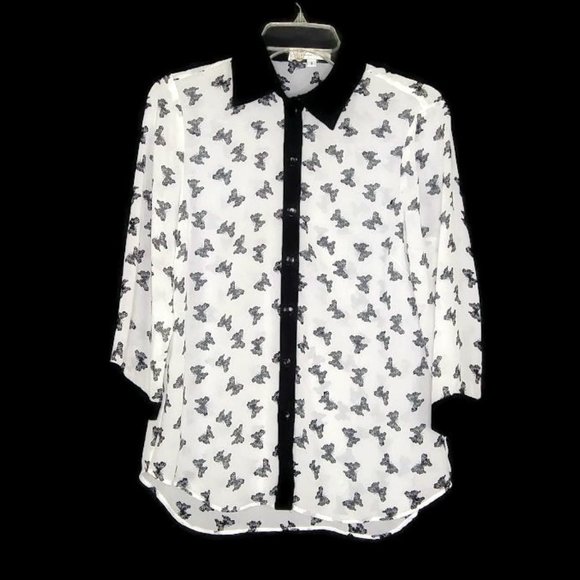 Renfrew Collection Sheer Chiffon Butterfly Blouse - Picture 2 of 4